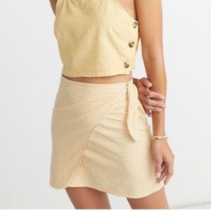 Marine Layer Yellow Mini Wrap Skirt